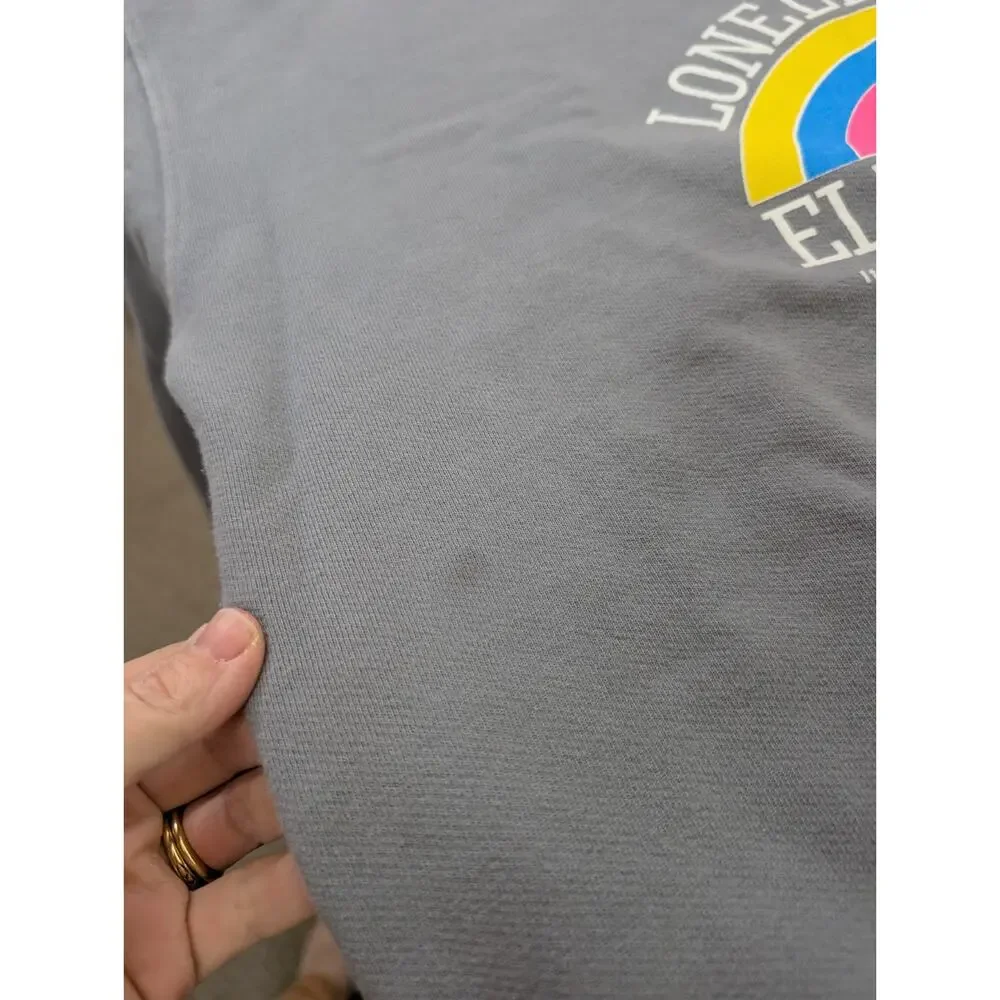 Lonely Ghost Elementary XL Grey Pullover Sweatshirt Rainbow